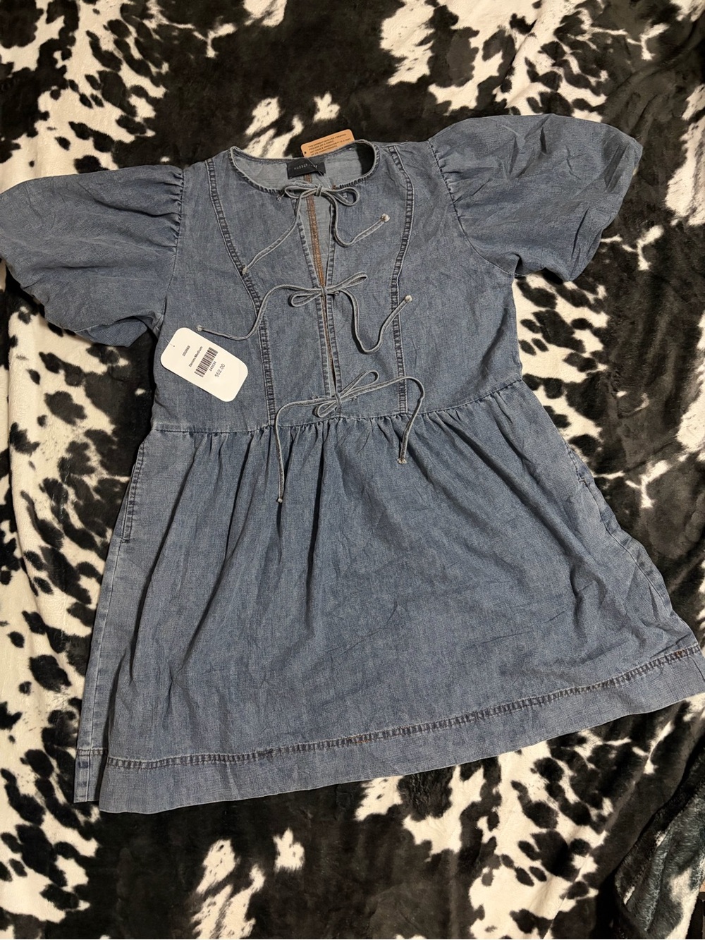 Girls' Denim Tie-Front Casual Dress - Blue